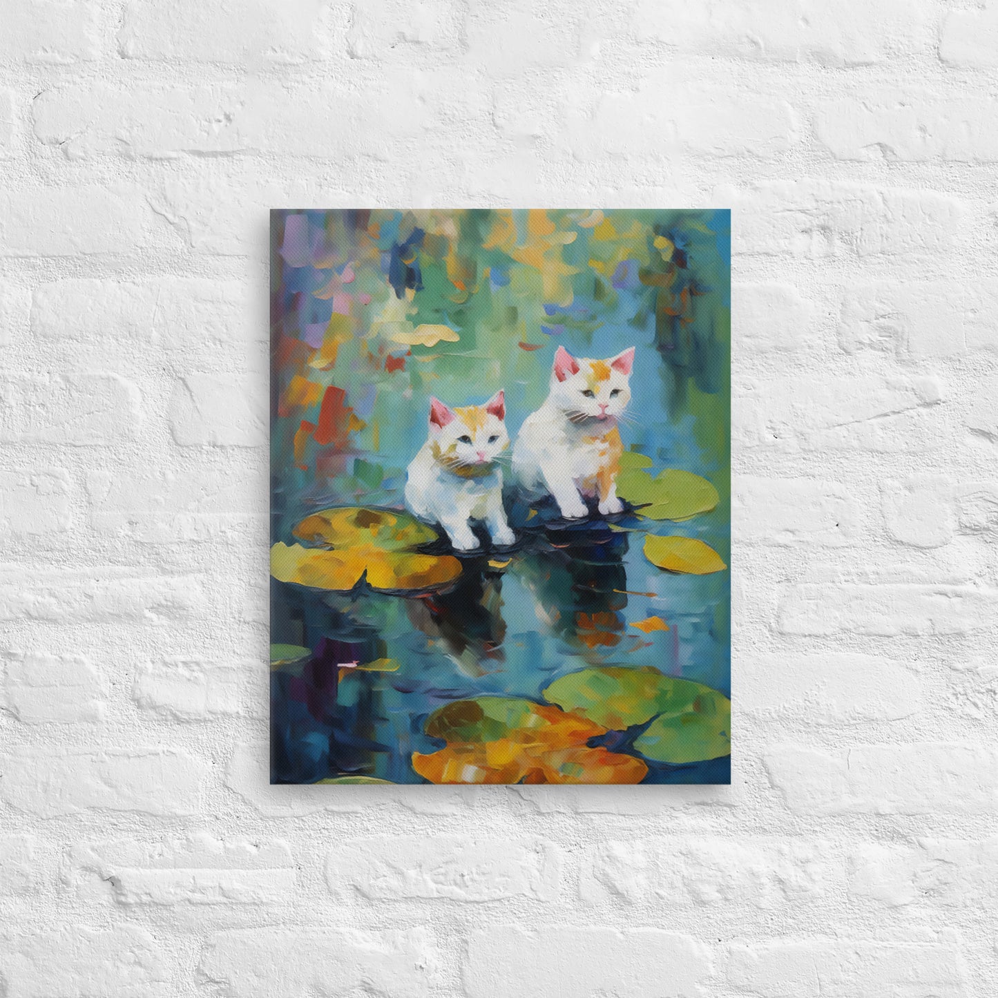 Kittens op Lelie Canvas - Claude Monet Stijl