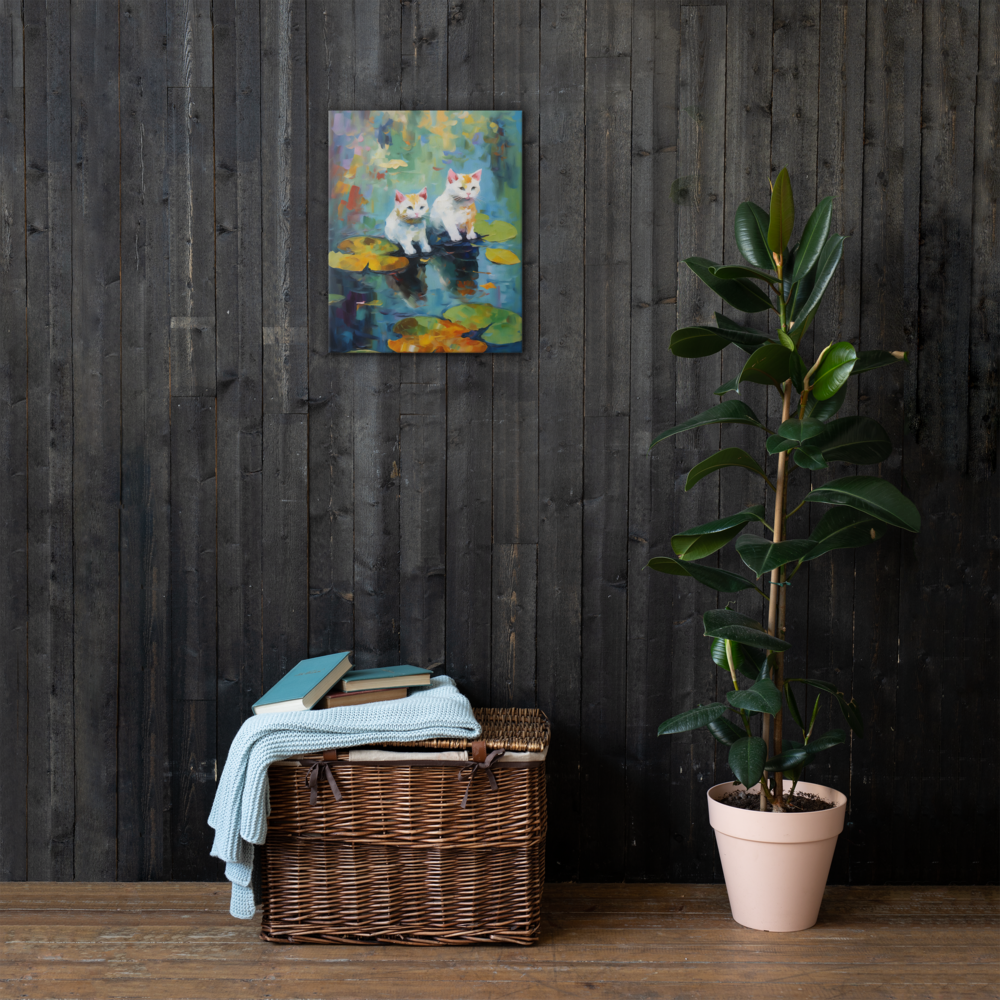 Kittens op Lelie Canvas - Claude Monet Stijl