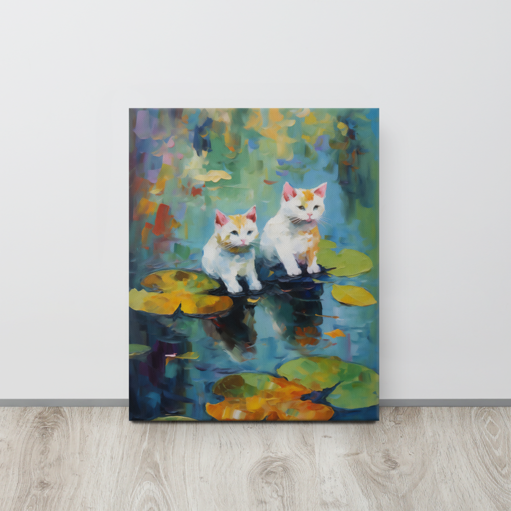 Kittens op Lelie Canvas - Claude Monet Stijl