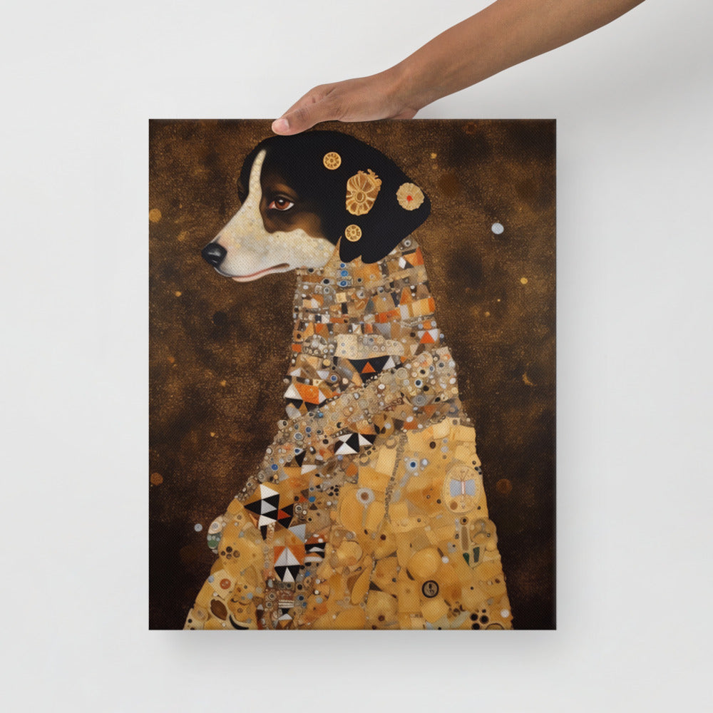 Royaal Hondenportret op Canvas - Gustav Klimt Stijl