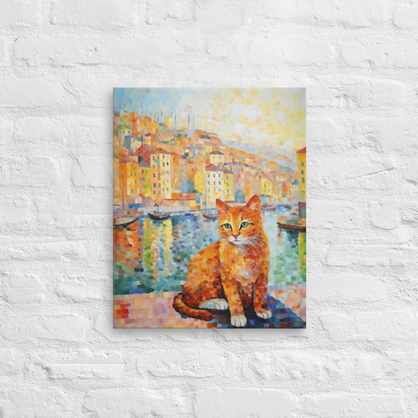Kat op de Haven op Canvas - Paul Signac Stijl