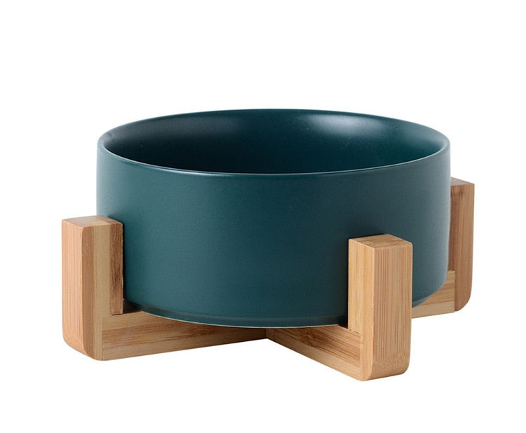Sagano Keramische Voerbak met Bamboe Frame