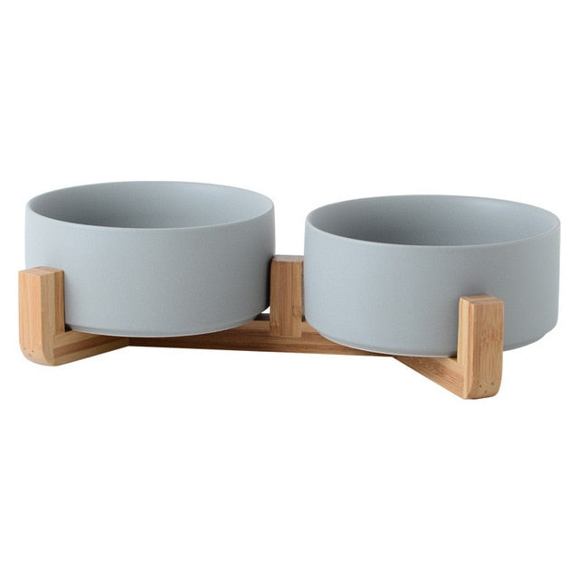 Sagano Keramische Voerbak met Bamboe Frame