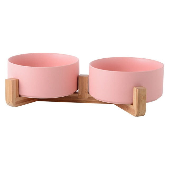 Sagano Keramische Voerbak met Bamboe Frame