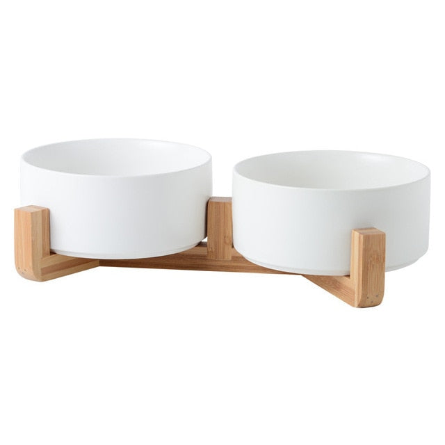 Sagano Keramische Voerbak met Bamboe Frame