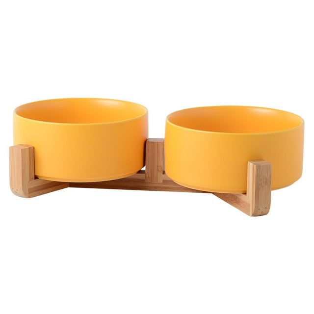 Sagano Keramische Voerbak met Bamboe Frame