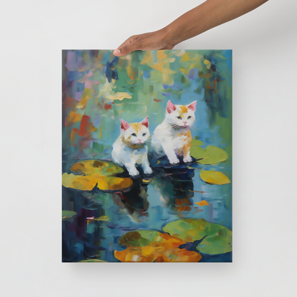 Kittens op Lelie Canvas - Claude Monet Stijl