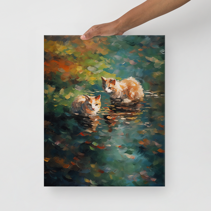 Katten Donker op Lelie Canvas - Claude Monet Stijl