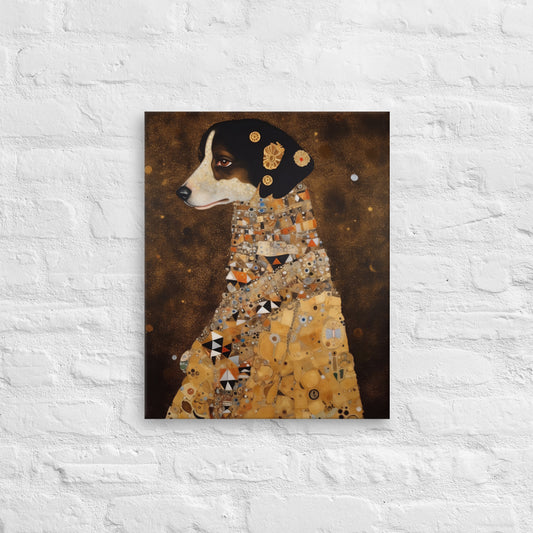 Royaal Hondenportret op Canvas - Gustav Klimt Stijl