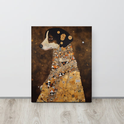 Royaal Hondenportret op Canvas - Gustav Klimt Stijl